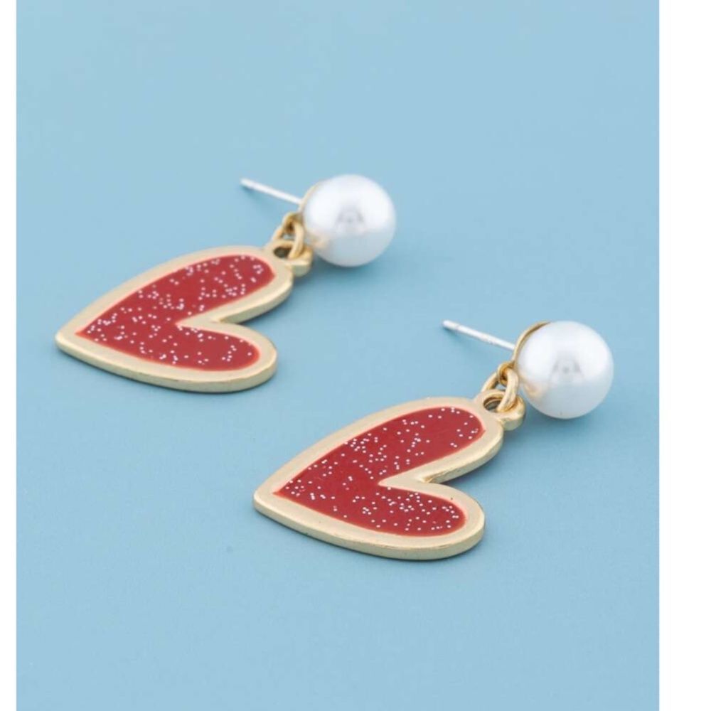 Heart and Pearl Earrings
